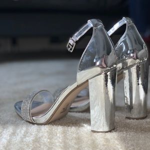Silver block heels